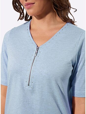 T-shirt En V Fils Chinés - Taille Standard - Witt