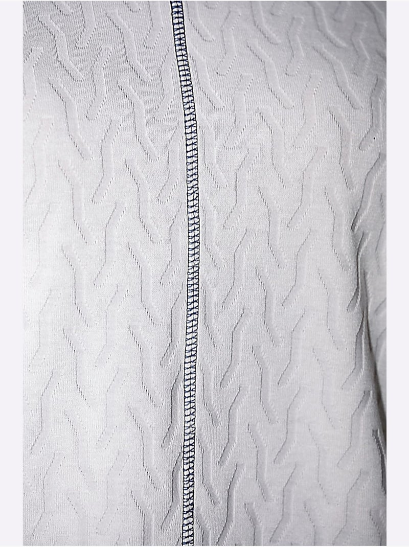 T-shirt En V Jacquard En Jersey Tendance - Taille Standard - Helline Blanc - Kiabi