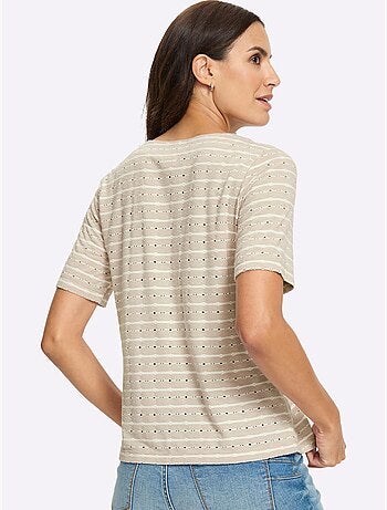 T-shirt En V Jacquard En Jersey Tendance - Taille Standard - Witt