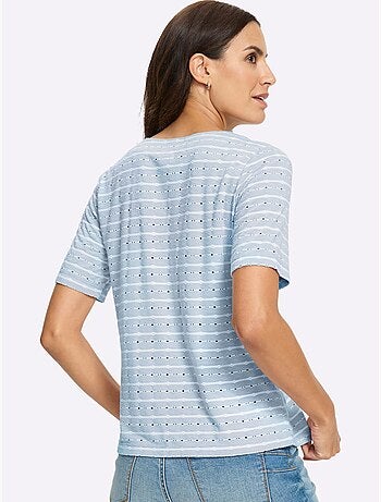 T-shirt en v jacquard en jersey tendance - taille standard - witt