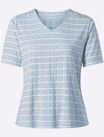 T-shirt en v jacquard en jersey tendance - taille standard - witt