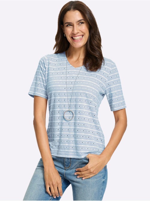 T-shirt En V Jacquard En Jersey Tendance - Taille Standard - Witt - Kiabi T-shirt En V Jacquard En Jersey Tendance - Taille Standard - Witt - Kiabi