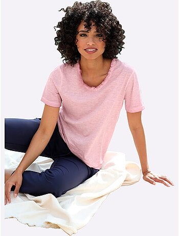 T-shirt En V Joli Fil Flammé - Taille Standard - Helline