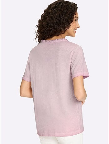 T-shirt En V Joli Fil Flammé - Taille Standard - Helline