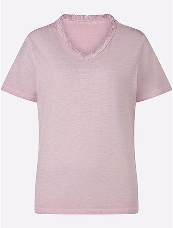 T-shirt En V Joli Fil Flammé - Taille Standard - Helline