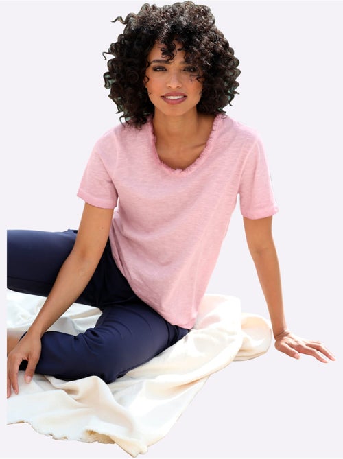 T-shirt En V Joli Fil Flammé - Taille Standard - helline - Kiabi