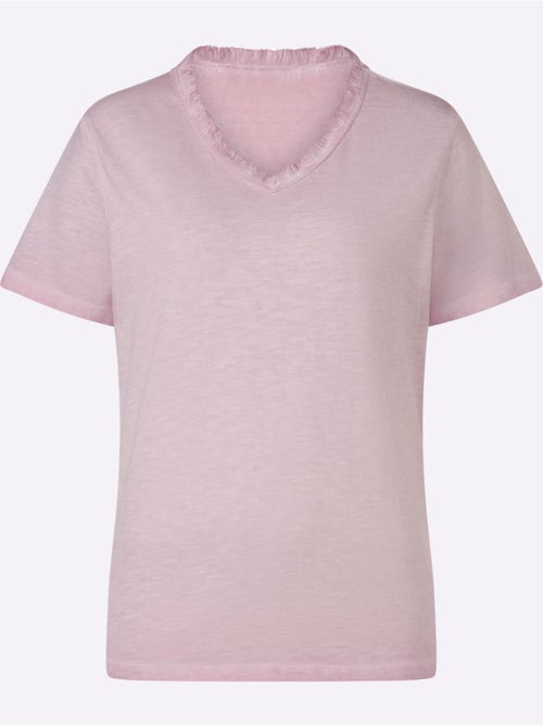 T-shirt En V Joli Fil Flammé - Taille Standard - helline - Kiabi