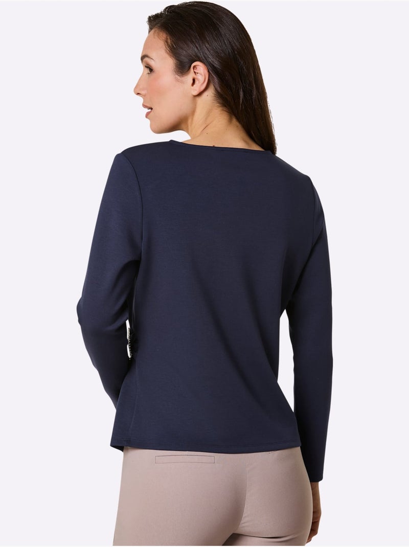 T-shirt en v modal (tencel) - taille standard - helline Bleu marine - Kiabi