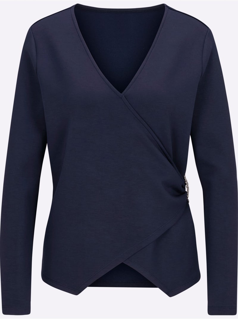 T-shirt en v modal (tencel) - taille standard - helline Bleu marine - Kiabi