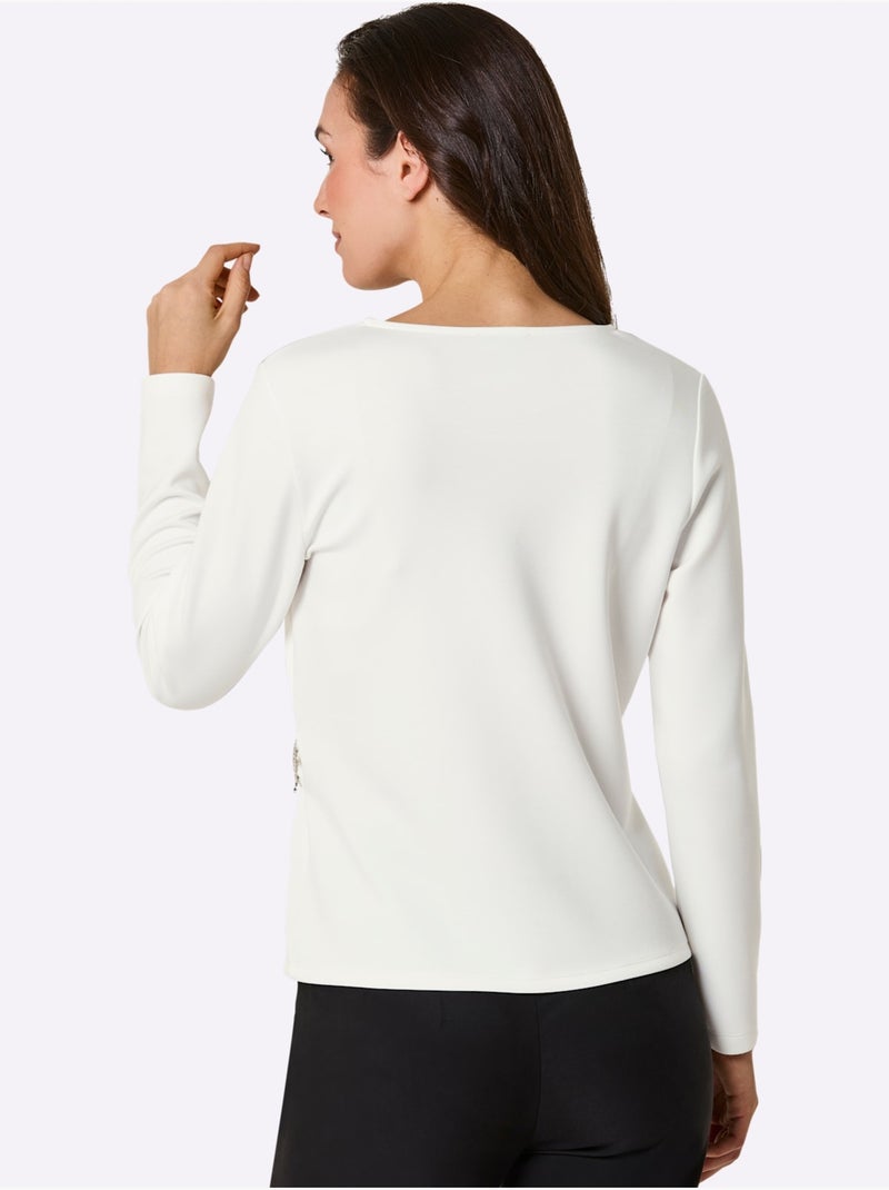 T-shirt en v modal (tencel) - taille standard - helline Ecru - Kiabi