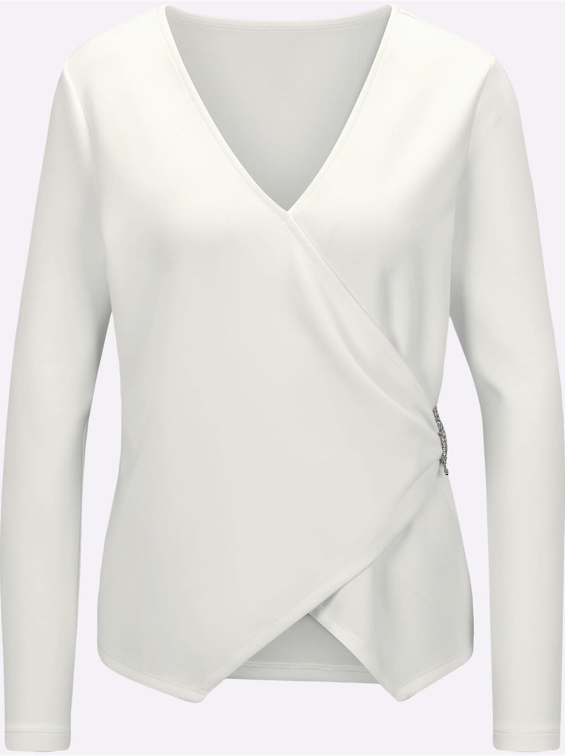 T-shirt en v modal (tencel) - taille standard - helline Ecru - Kiabi