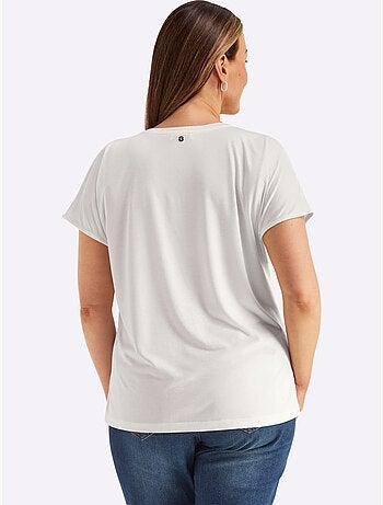 T-shirt En V Petites Pierres Brillantes Fantaisie - Taille Standard - Sheego