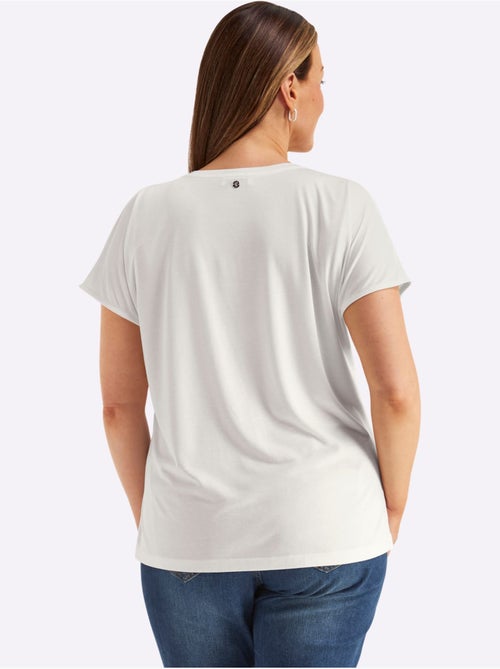 T-shirt En V Petites Pierres Brillantes Fantaisie - Taille Standard - Sheego - Kiabi