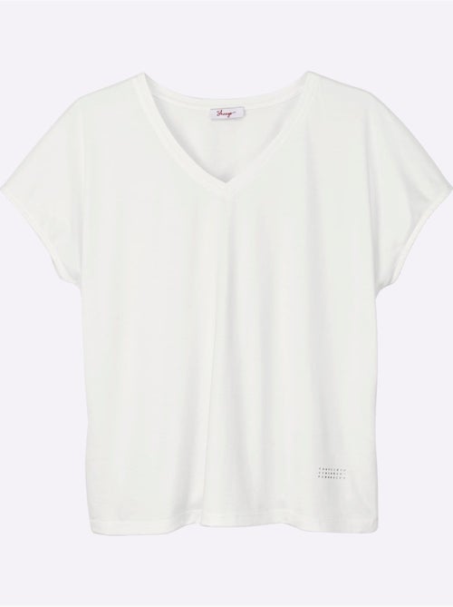T-shirt En V Petites Pierres Brillantes Fantaisie - Taille Standard - Sheego - Kiabi