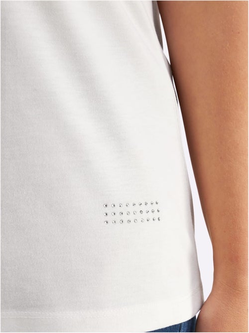 T-shirt En V Petites Pierres Brillantes Fantaisie - Taille Standard - Sheego - Kiabi