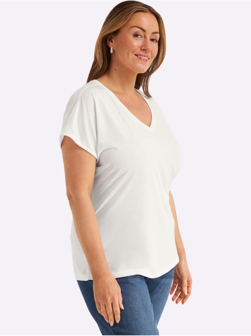 T-shirt En V Petites Pierres Brillantes Fantaisie - Taille Standard - Sheego - Kiabi