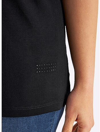 T-shirt En V Petites Pierres Brillantes Fantaisie - Taille Standard - Sheego