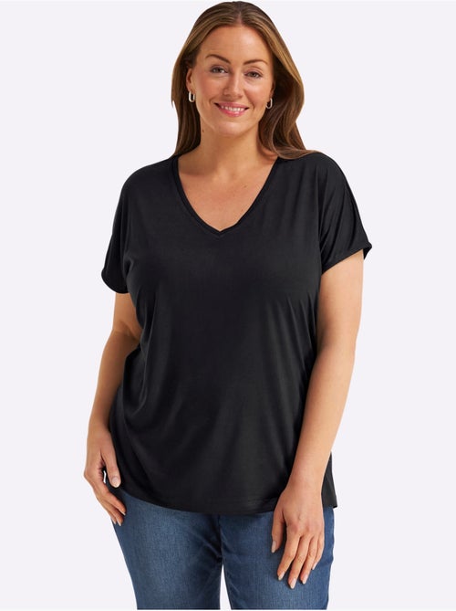 T-shirt En V Petites Pierres Brillantes Fantaisie - Taille Standard - Sheego - Kiabi