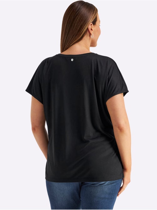 T-shirt En V Petites Pierres Brillantes Fantaisie - Taille Standard - Sheego - Kiabi