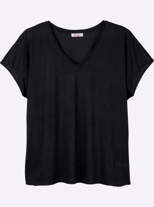T-shirt En V Petites Pierres Brillantes Fantaisie - Taille Standard - Sheego - Kiabi