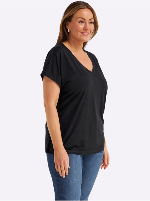 T-shirt En V Petites Pierres Brillantes Fantaisie - Taille Standard - Sheego - Kiabi
