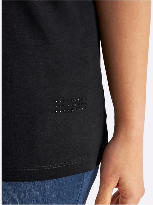 T-shirt En V Petites Pierres Brillantes Fantaisie - Taille Standard - Sheego - Kiabi