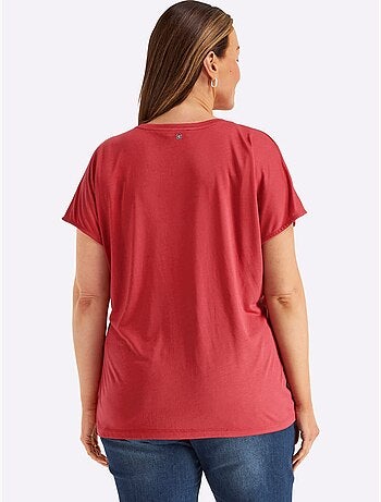 T-shirt En V Petites Pierres Brillantes Fantaisie - Taille Standard - Sheego