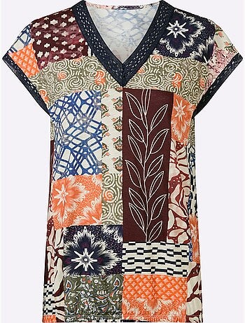 T-shirt En V Pur Coton - Taille Standard - Helline