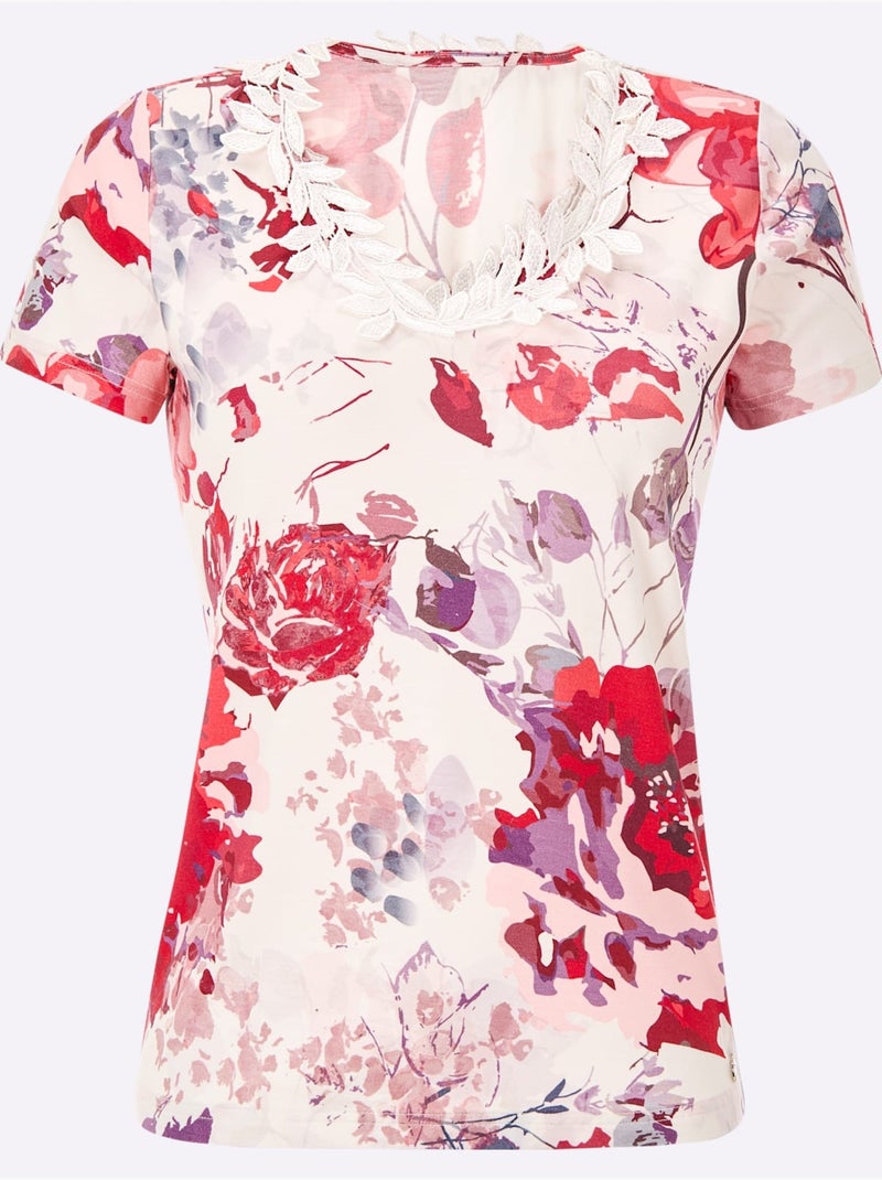 T-shirt En V Qualité Lyocell - Taille Standard - Helline Blanc - Kiabi