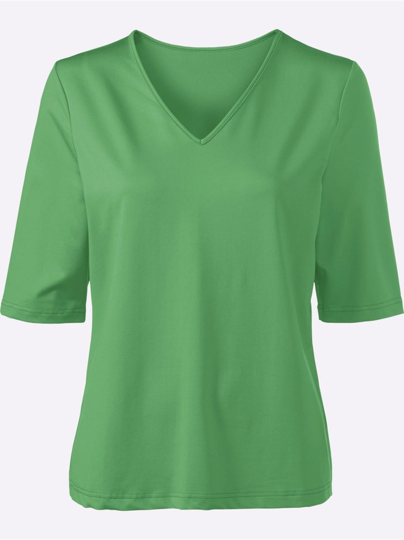 T-shirt En V Toucher Doux Et Agréable - Taille Standard - Witt Vert - Kiabi