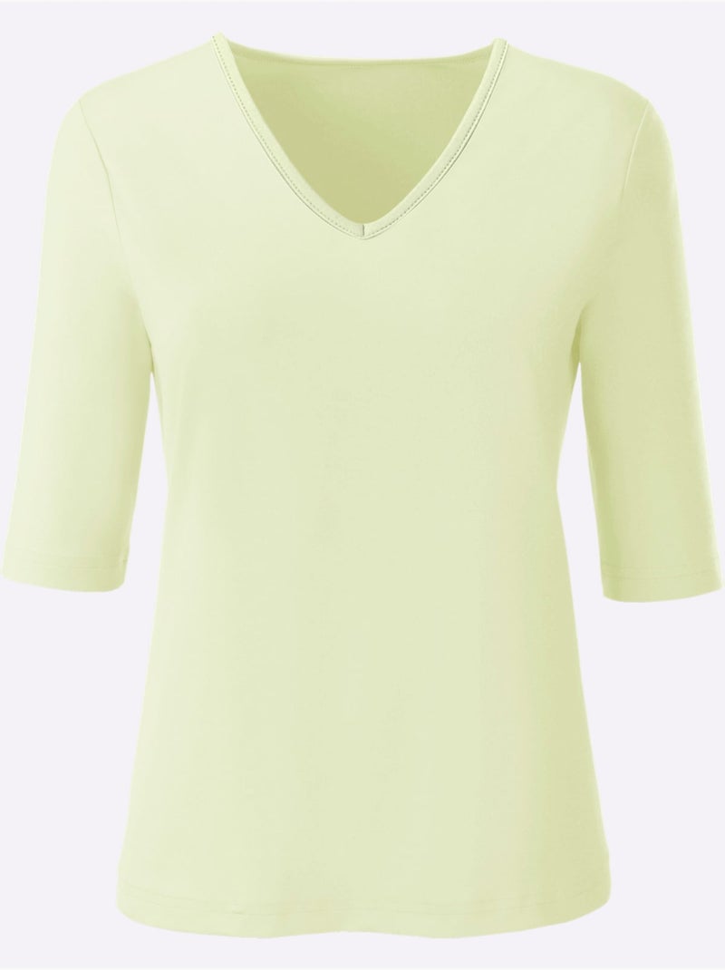 T-shirt En V Toucher Doux Et Agréable - Taille Standard - Witt Vert pistache - Kiabi