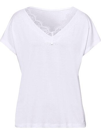 T-shirt En V Viscose Douce Et Fluide - Taille Standard - helline