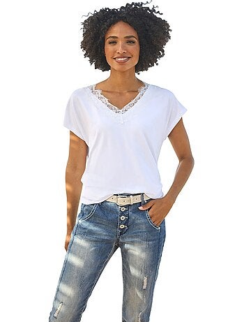 T-shirt En V Viscose Douce Et Fluide - Taille Standard - helline