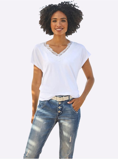 T-shirt En V Viscose Douce Et Fluide - Taille Standard - helline - Kiabi