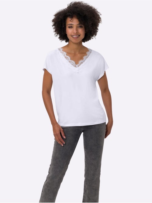 T-shirt En V Viscose Douce Et Fluide - Taille Standard - helline - Kiabi