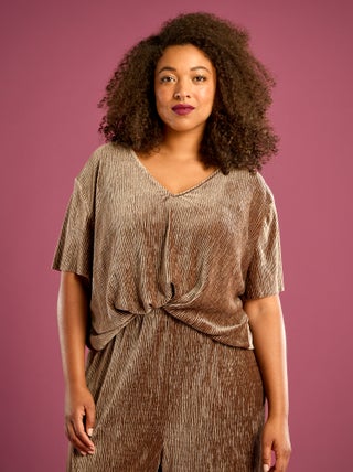 T-shirt en velours côtelé à manches courtes