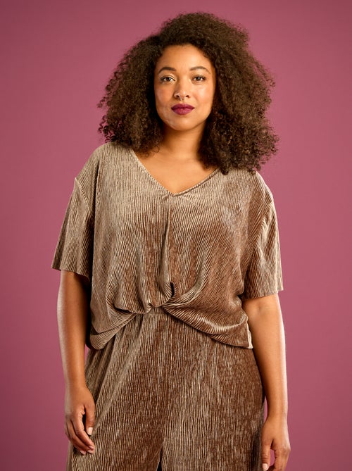 T-shirt en velours côtelé à manches courtes - Kiabi