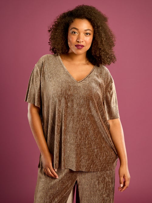 T-shirt en velours côtelé à manches courtes - Kiabi