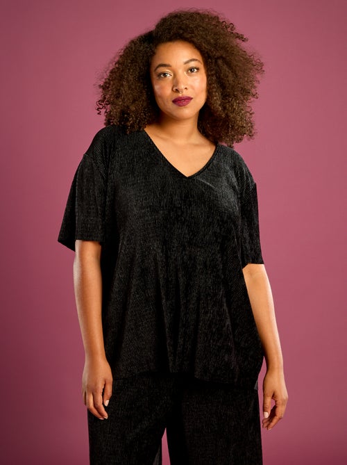 T-shirt en velours côtelé à manches courtes - Kiabi