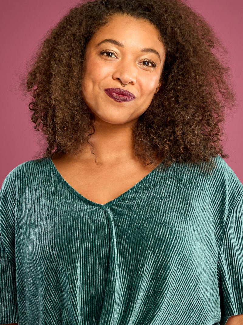 T-shirt en velours côtelé à manches courtes Vert - Kiabi