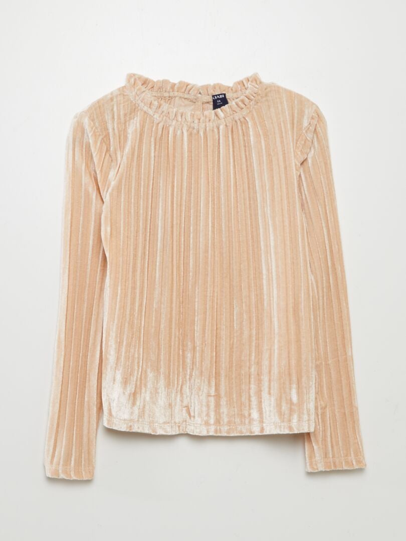 T-shirt en velours plissé Beige - Kiabi