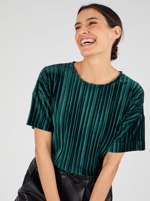 T-shirt en velours plissé satiné - Damart - Kiabi