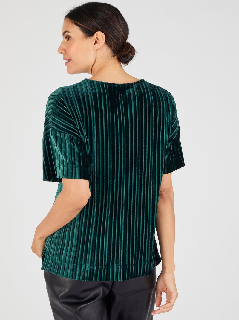 T-shirt en velours plissé satiné - Damart Vert - Kiabi