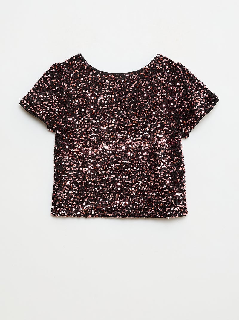 T-shirt en velours sequins Rose - Kiabi
