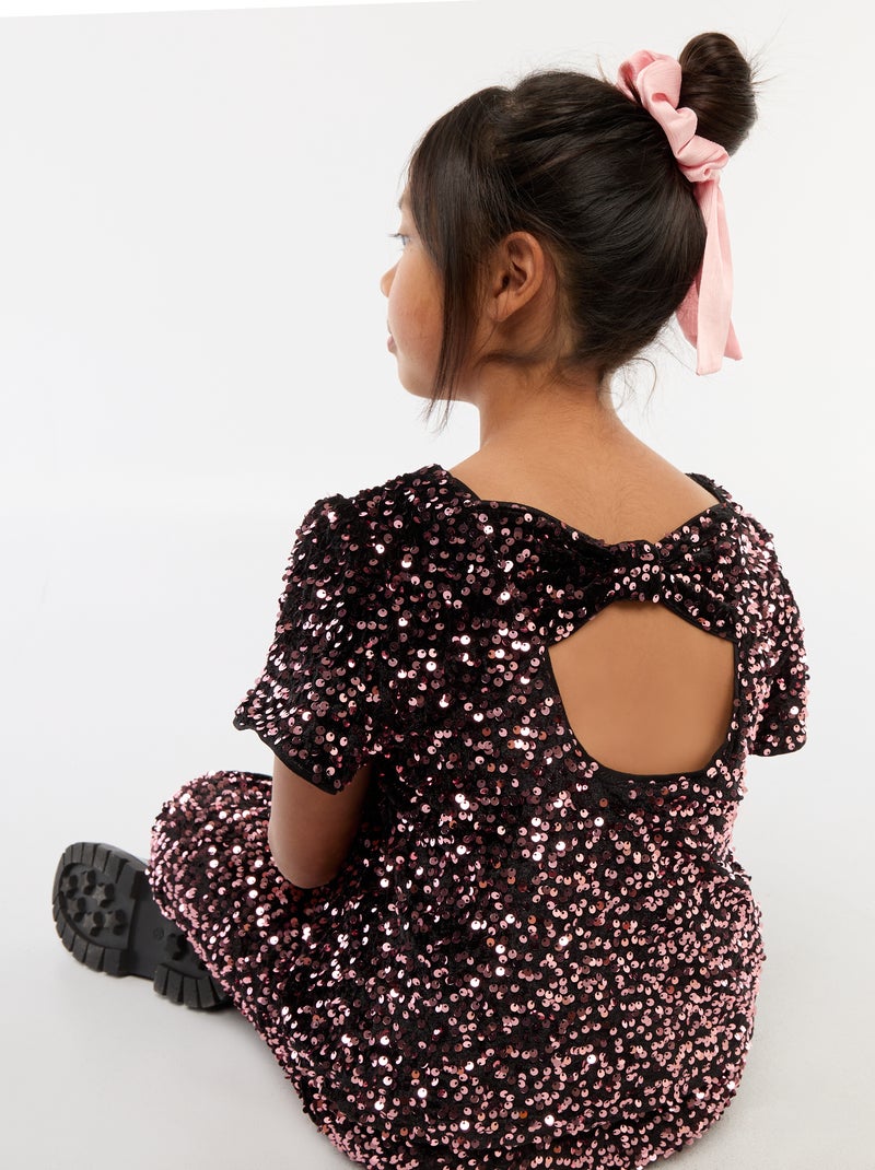 T-shirt en velours sequins Rose - Kiabi