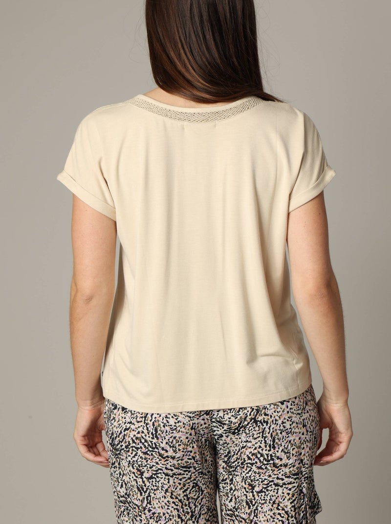T-shirt en viscose avec détails fantaisie 'Deeluxe' Beige - Kiabi