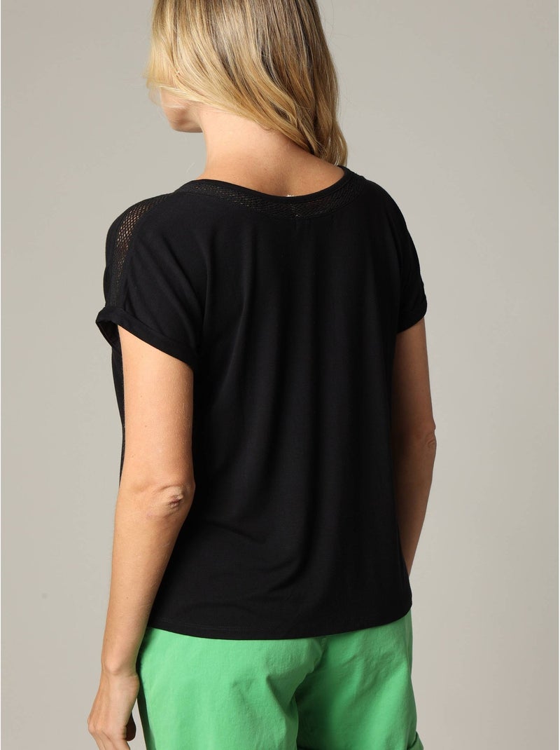 T-shirt en viscose avec détails fantaisie 'Deeluxe' Noir - Kiabi