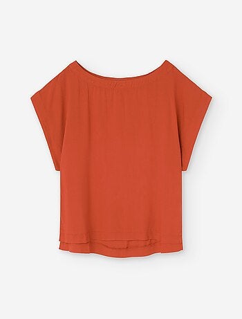 T-Shirt en Viscose avec Ourlet Asymétrique