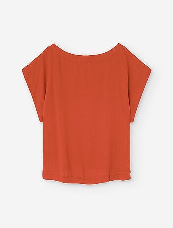 T-Shirt en Viscose avec Ourlet Asymétrique