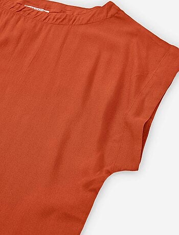 T-Shirt en Viscose avec Ourlet Asymétrique